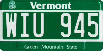 VT license plate WIU945