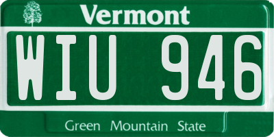VT license plate WIU946