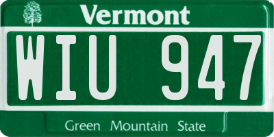VT license plate WIU947