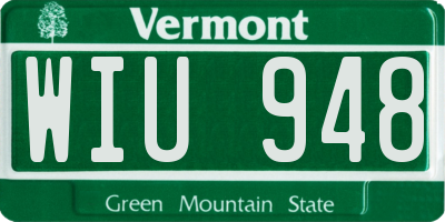 VT license plate WIU948