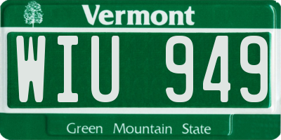 VT license plate WIU949