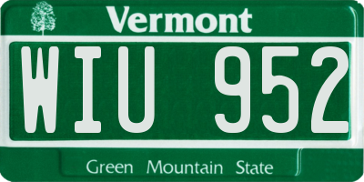 VT license plate WIU952