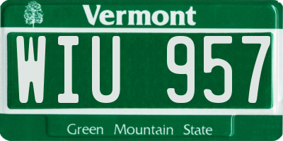 VT license plate WIU957