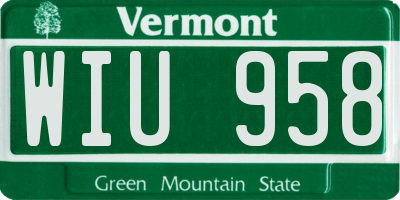 VT license plate WIU958