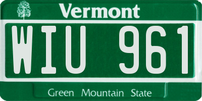 VT license plate WIU961