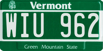 VT license plate WIU962