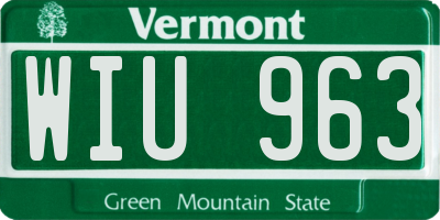 VT license plate WIU963