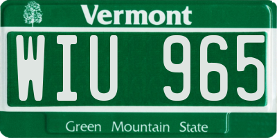 VT license plate WIU965