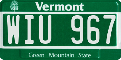 VT license plate WIU967