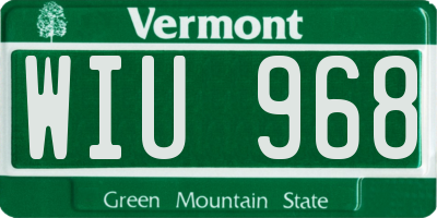 VT license plate WIU968