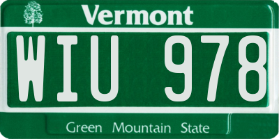 VT license plate WIU978