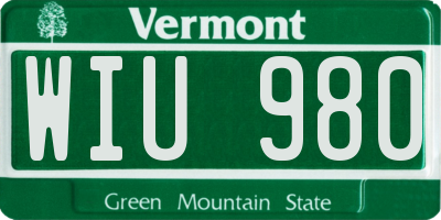 VT license plate WIU980