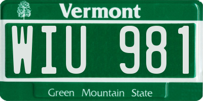 VT license plate WIU981