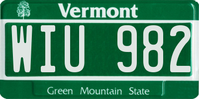 VT license plate WIU982