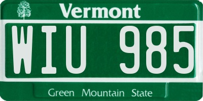VT license plate WIU985