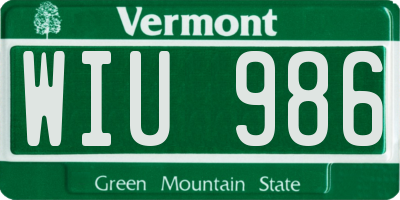 VT license plate WIU986