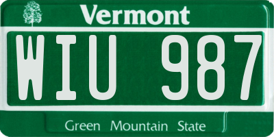 VT license plate WIU987