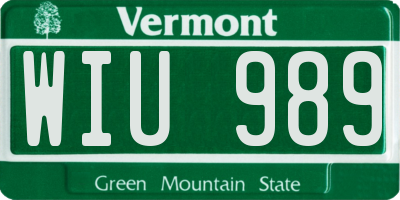 VT license plate WIU989
