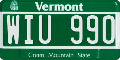 VT license plate WIU990