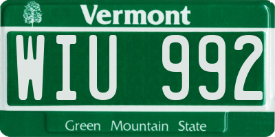 VT license plate WIU992
