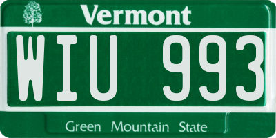 VT license plate WIU993