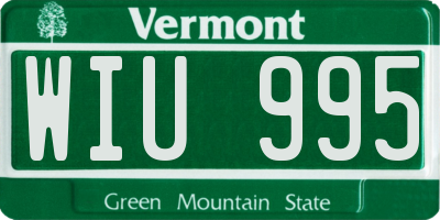 VT license plate WIU995