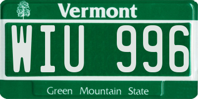VT license plate WIU996