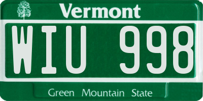 VT license plate WIU998