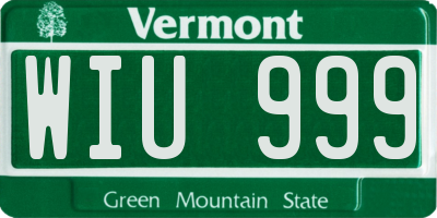 VT license plate WIU999