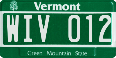 VT license plate WIV012