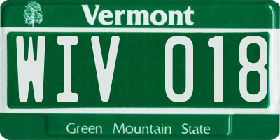 VT license plate WIV018
