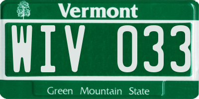 VT license plate WIV033