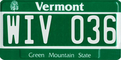 VT license plate WIV036