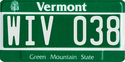 VT license plate WIV038