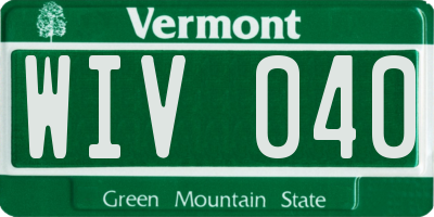 VT license plate WIV040