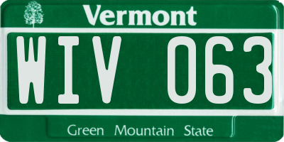VT license plate WIV063