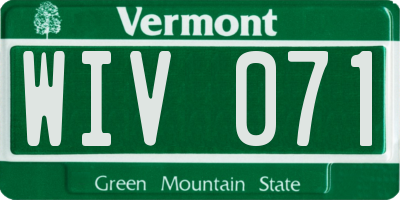 VT license plate WIV071