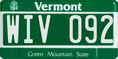 VT license plate WIV092