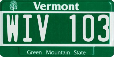 VT license plate WIV103