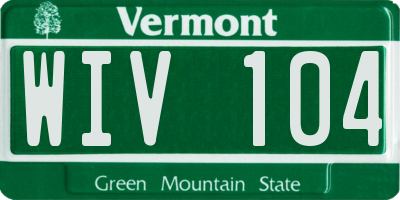 VT license plate WIV104