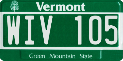 VT license plate WIV105