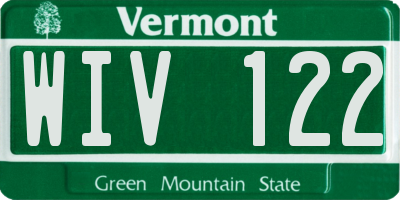 VT license plate WIV122