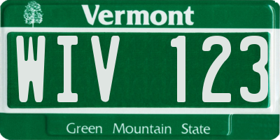 VT license plate WIV123