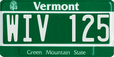 VT license plate WIV125