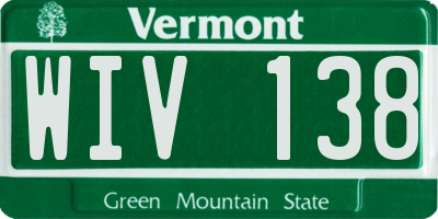 VT license plate WIV138