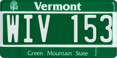 VT license plate WIV153