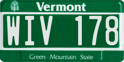 VT license plate WIV178