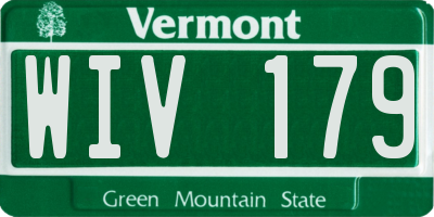 VT license plate WIV179