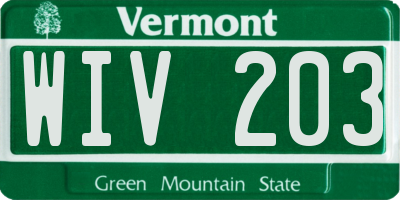 VT license plate WIV203