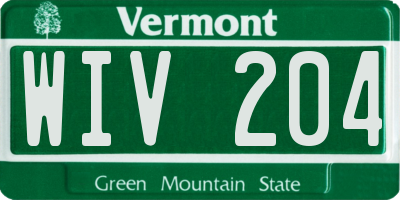 VT license plate WIV204